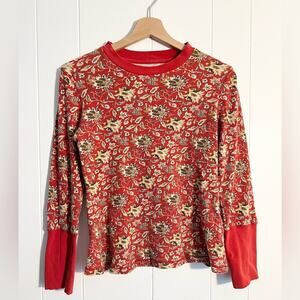 Sundance Small Delicious Floral Thermal red print velvet sleeve detail